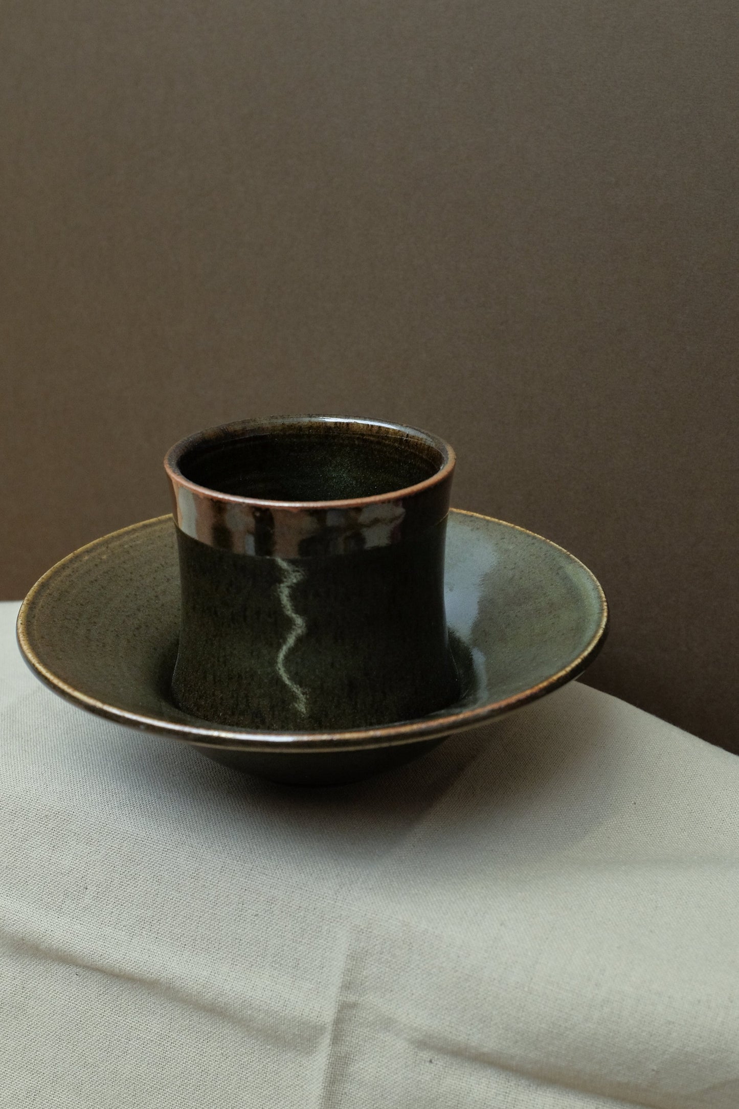 REDUCTION FIRED SET of 2 - DARK GREEN