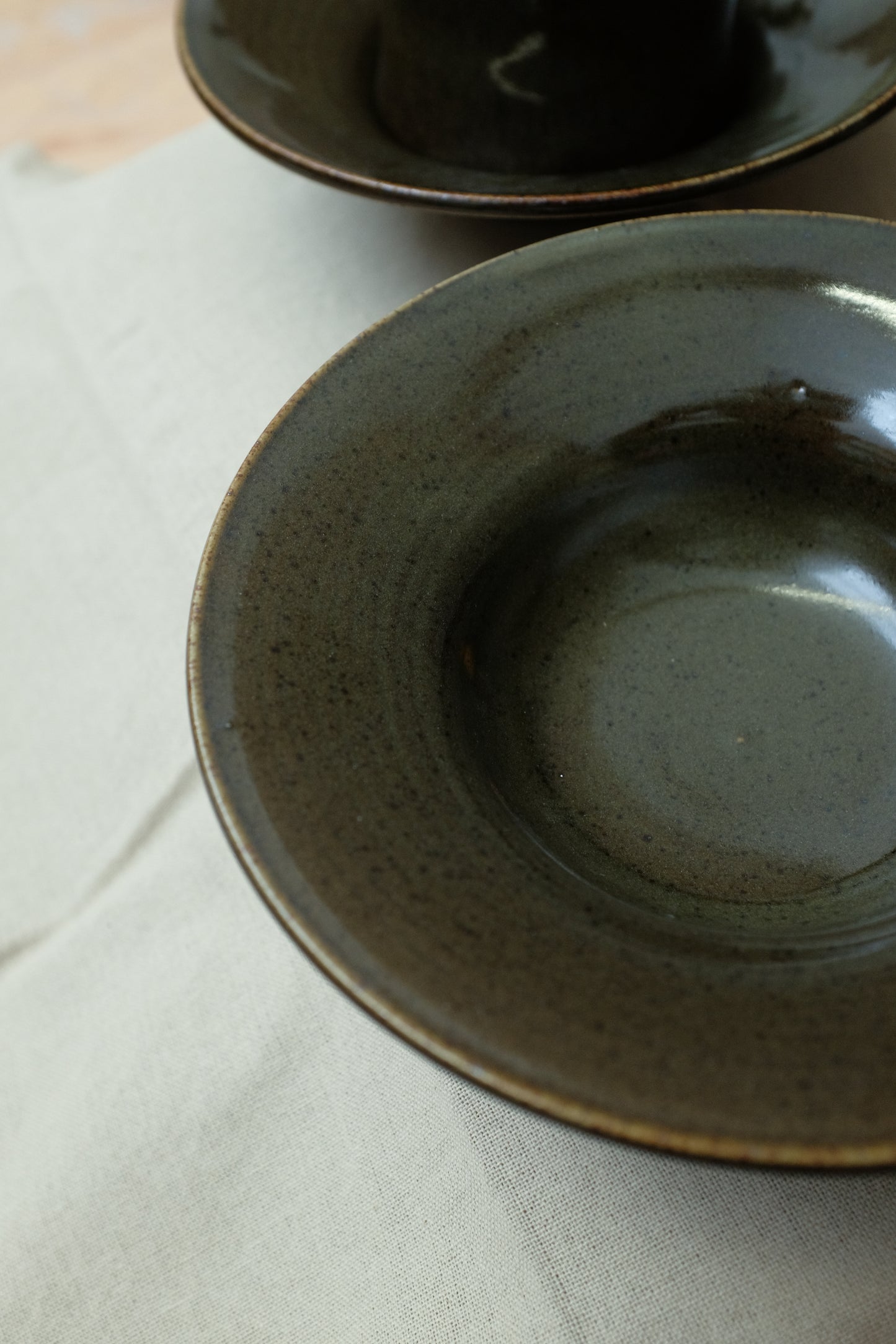 REDUCTION FIRED SET of 2 - DARK GREEN