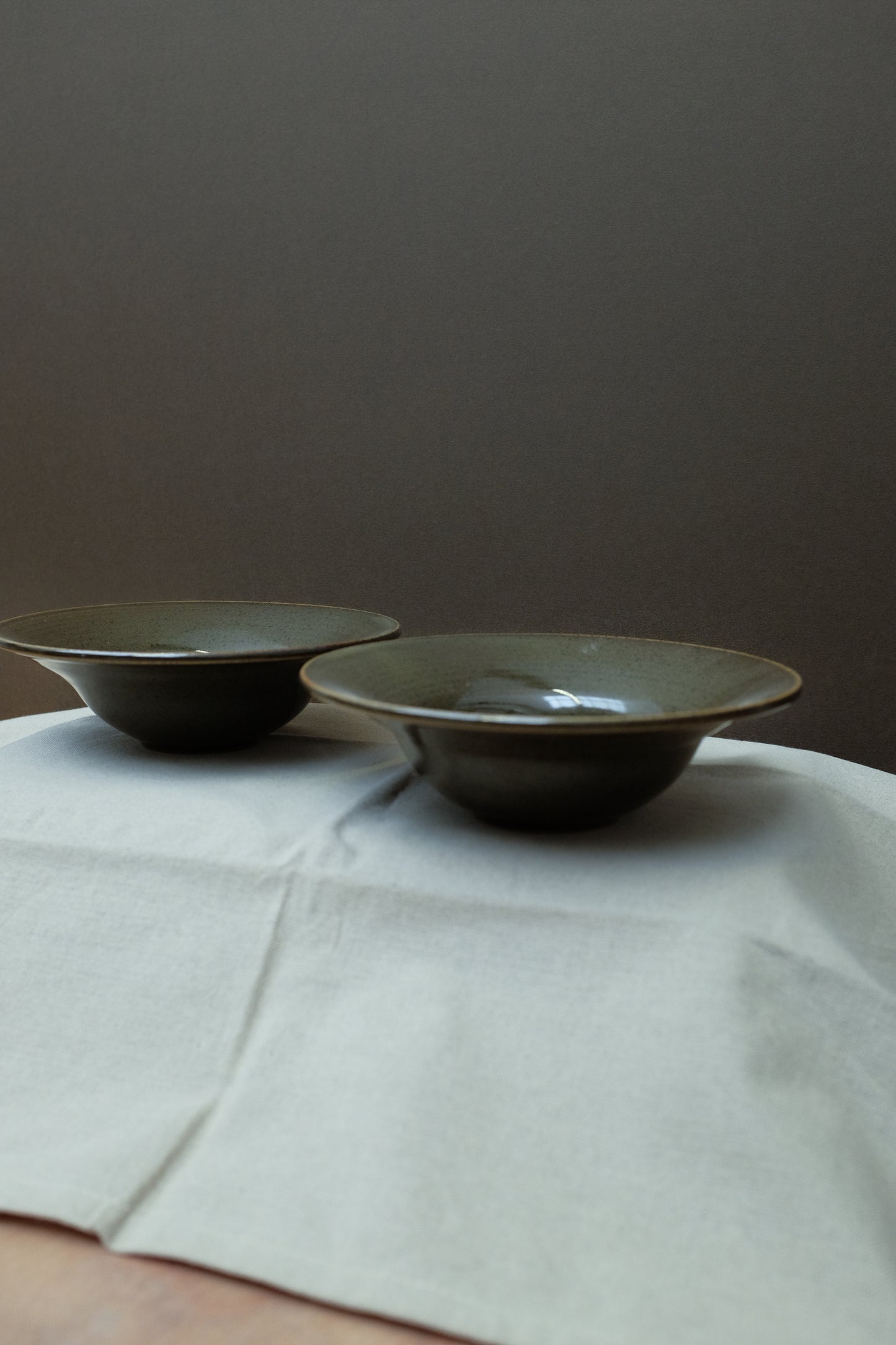 REDUCTION FIRED SET of 2 - DARK GREEN
