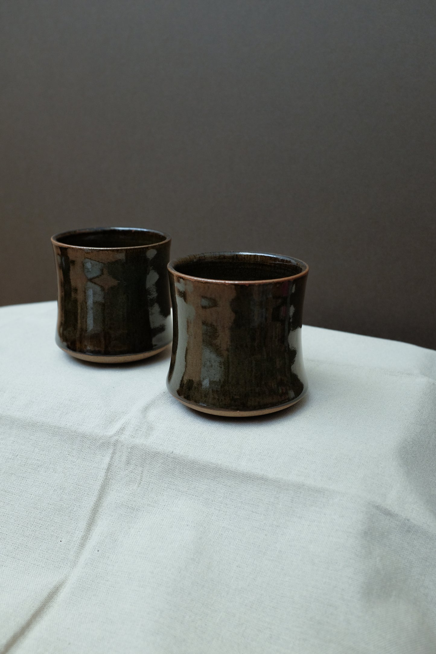 REDUCTION FIRED SET of 2 - DARK GREEN