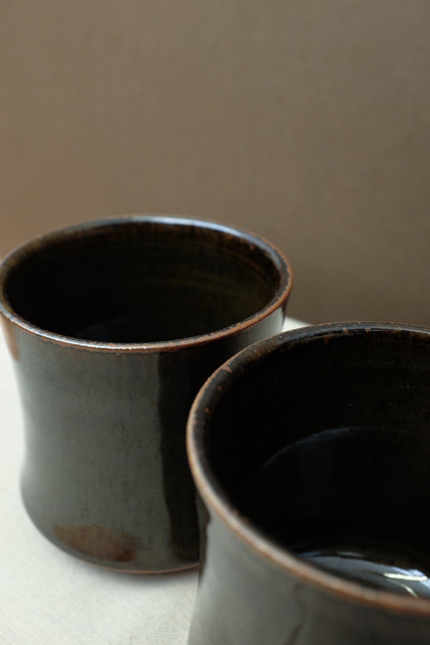 REDUCTION FIRED SET of 2 - DARK GREEN